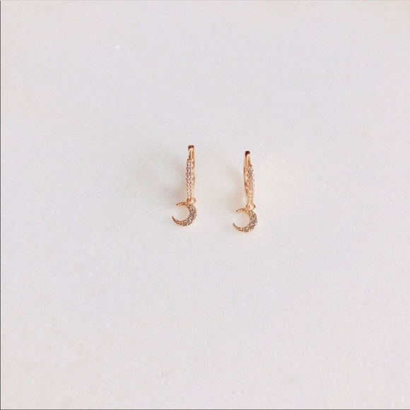 S925 silver moon hoop earrings - Picture 2 of 6